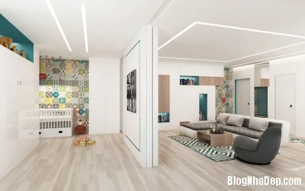 Mẫu thiết kế căn hộ 50m2 rộng rãi dành cho gia đình trẻ hạnh phúc