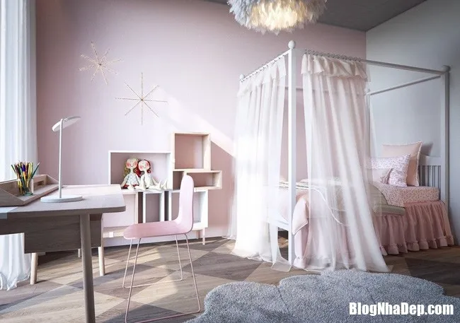 Phòng ngủ cho bé xinh đẹp thế này khiến cho người lớn cũng chỉ mong “được bé lại”